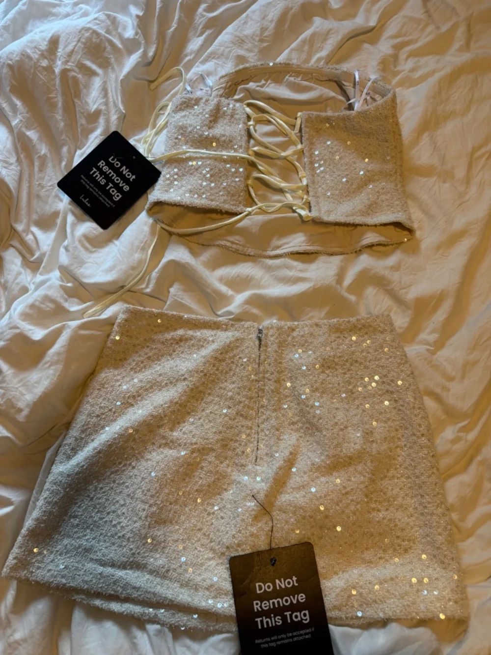 Lulus White Sequin Skirt and Corset top - Picture 5 of 6